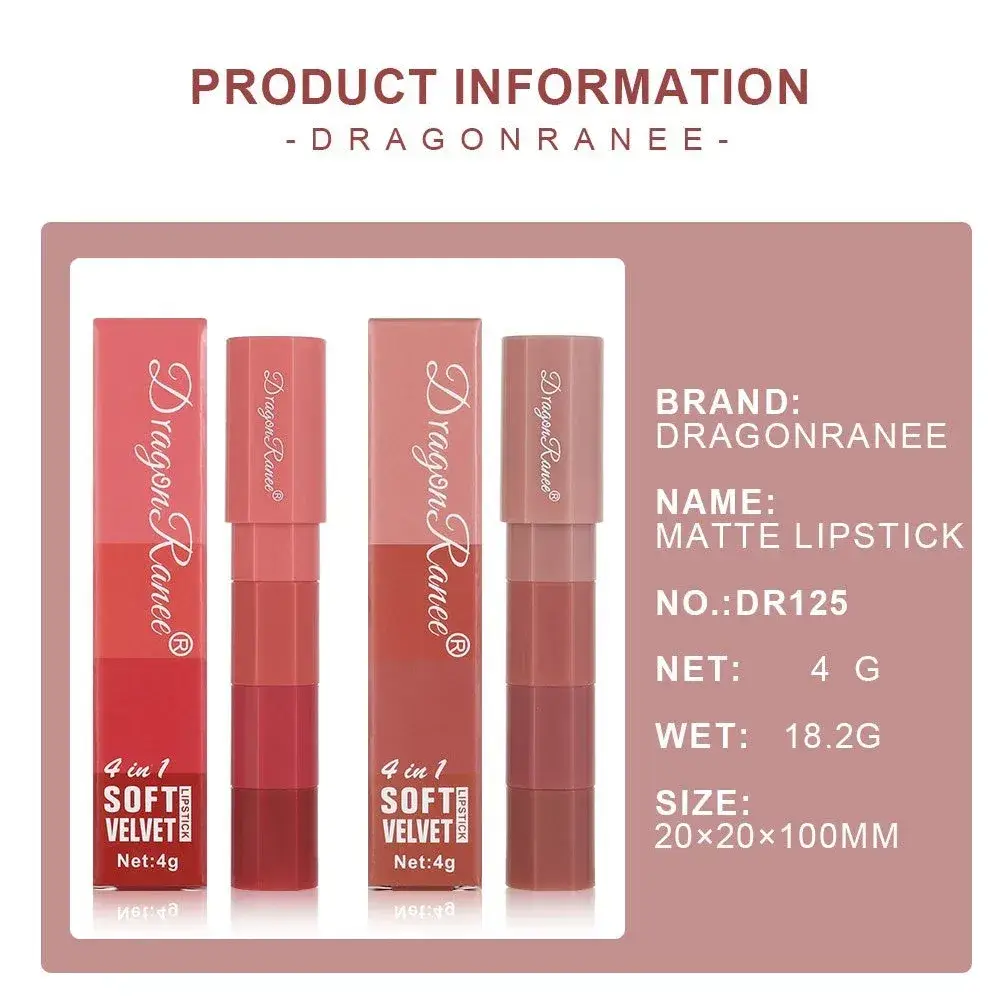DragonRanee 4-in-1 Soft Velvet Matte Lipstick Pen — 6