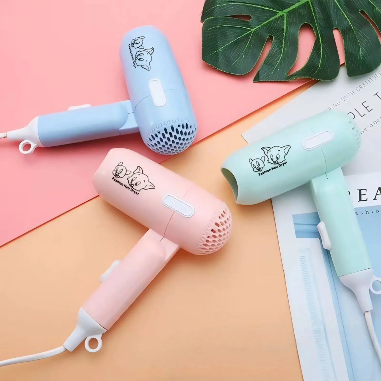 Cute Cartoon Foldable Mini Hair Dryer
