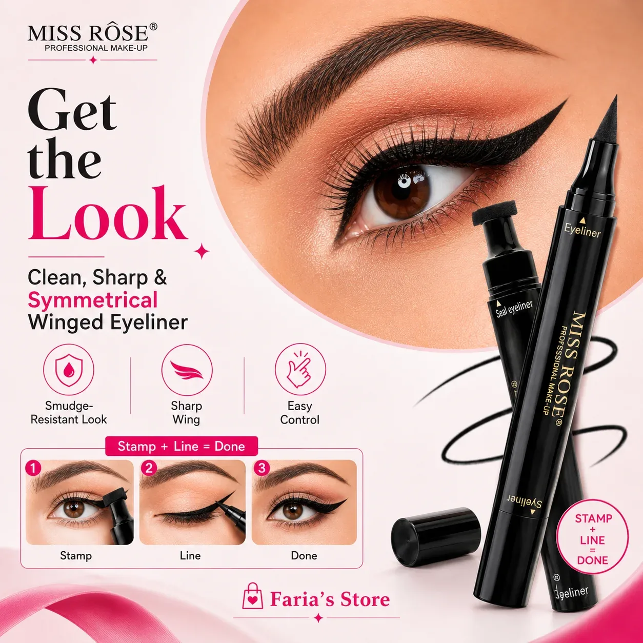 Miss Rose Magic 2-in-1 Winged Eyeliner Stamp
